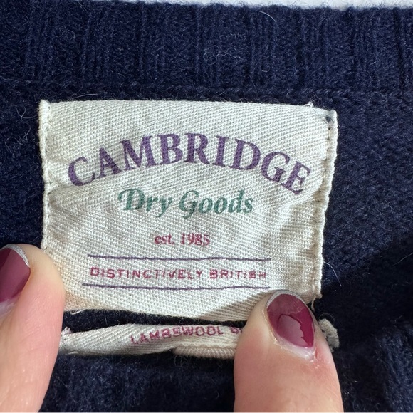 Cambridge Dry Goods Lambswool Blend Snowflake Sweater Navy L - Picture 3 of 6